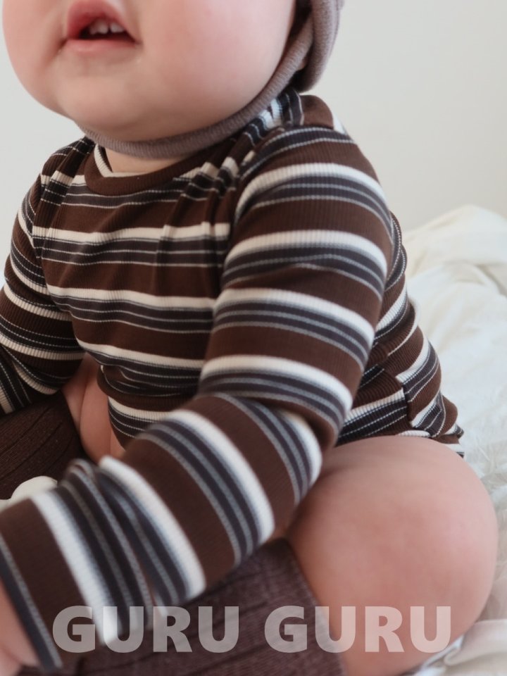 Guru Guru - Korean Baby Fashion - #babyfever - Stripe Garter Suit - 8