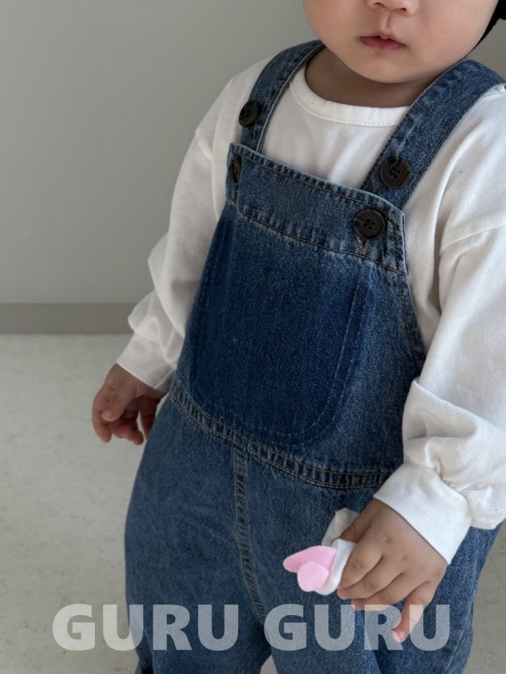 Guru Guru - Korean Baby Fashion - #babyootd - Denim Overall Pants - 5
