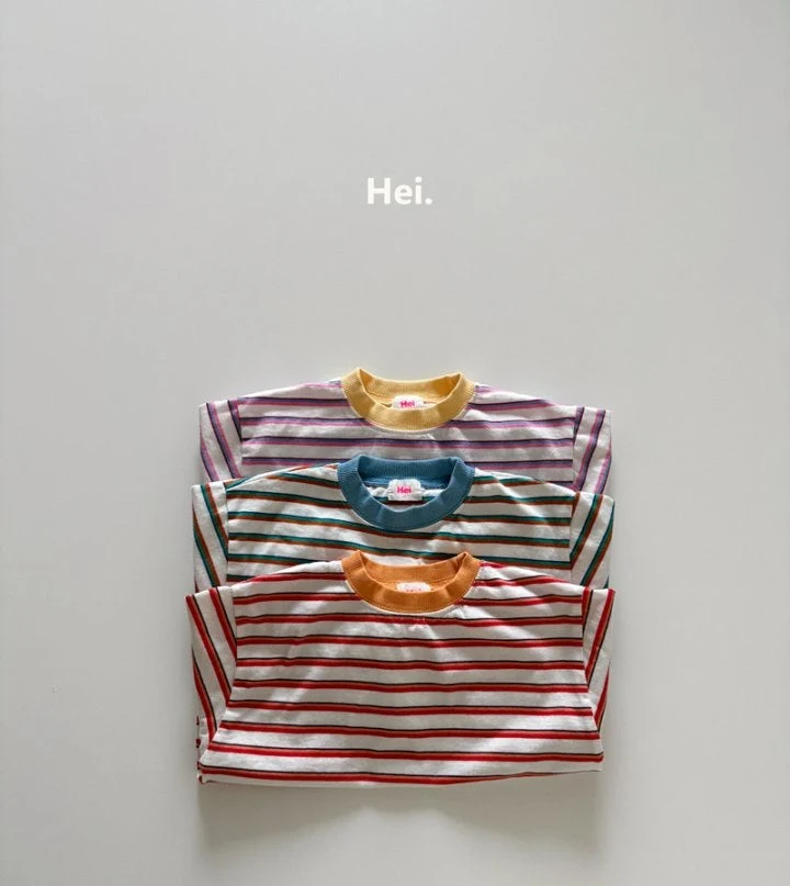 Hei - Korean Children Fashion - #prettylittlegirls - Color Block Stripe Tee - 12