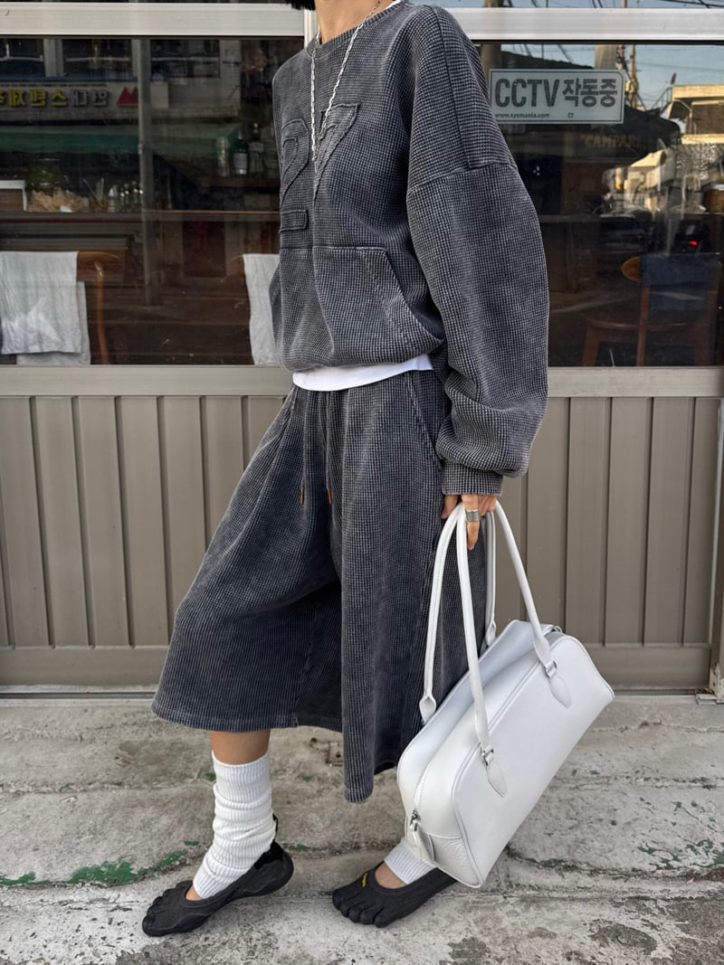 Heil - Korean Women Fashion - #momslook - Pigment Waffle Sweatshirt - 2