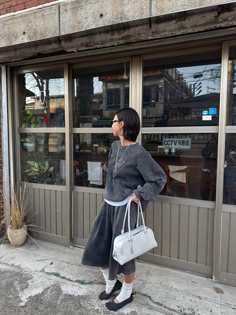 Heil - Korean Women Fashion - #womensfashion - Pigment Waffle Sweatshirt - 4