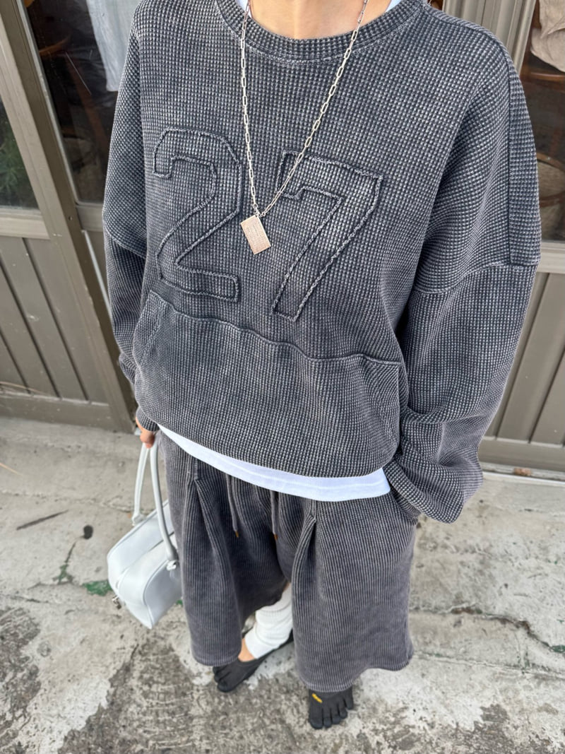 Heil - Korean Women Fashion - #womensfashion - Pigment Waffle Sweatshirt - 3
