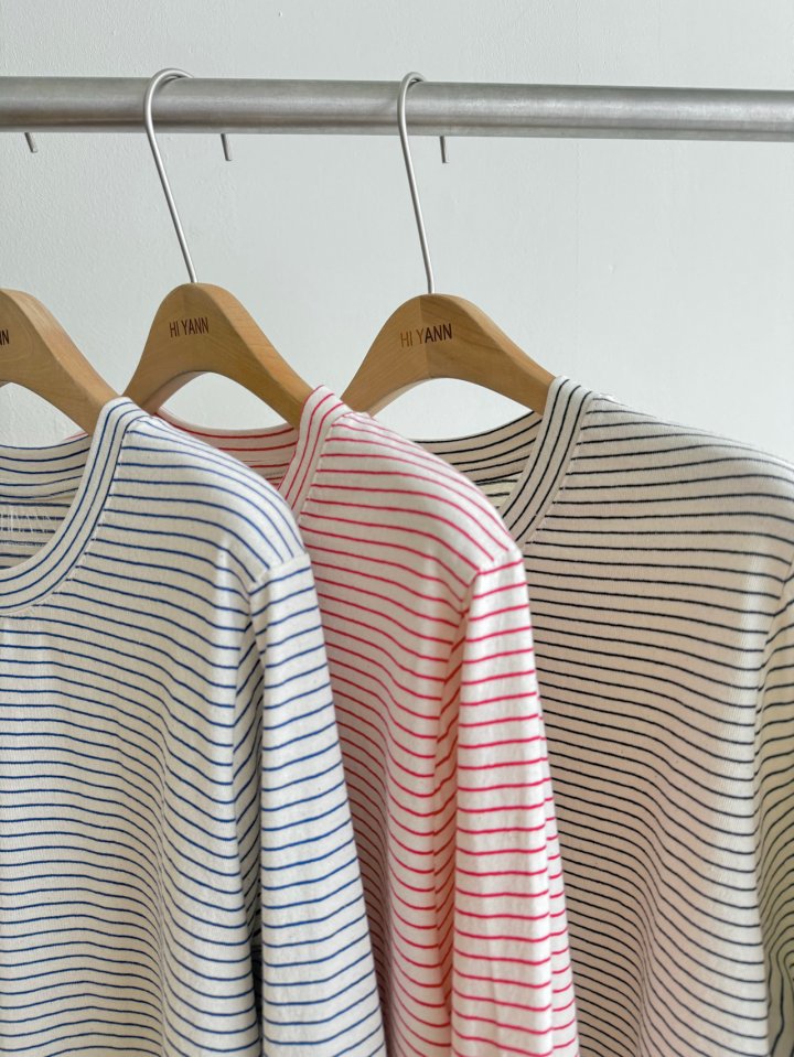 Hiyann - Korean Women Fashion - #vintagekidsstyle - Cult Fine Stripe Tee - 2