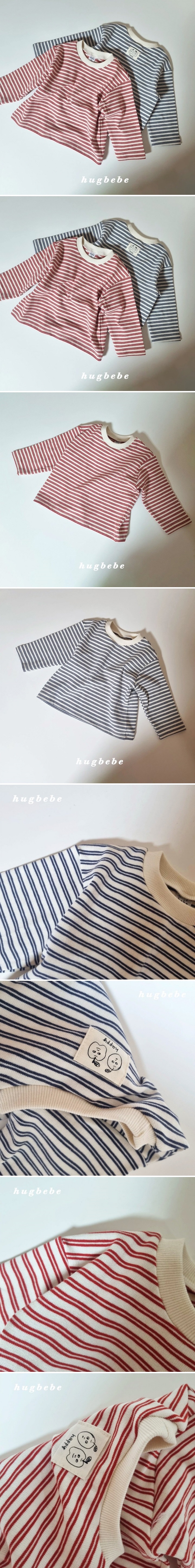 Hug Bebe - Korean Children Fashion - #kidsstore - French Stripe Tee