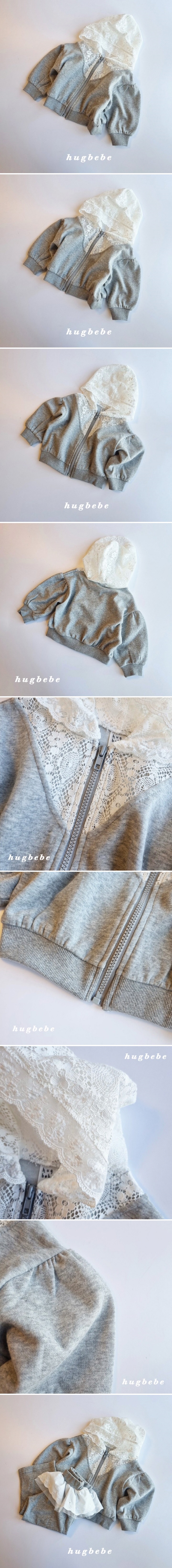 Hug Bebe - Korean Children Fashion - #kidzfashiontrend - Romance Lace Hooded Zip-Up