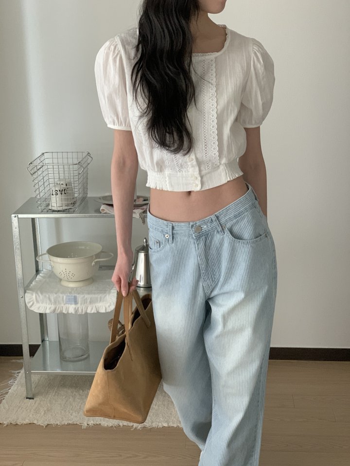 I'm here - Korean Women Fashion - #momslook - Stripe Wide Pants - 6
