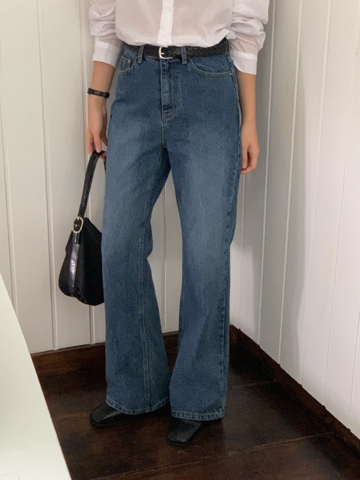 I'm here - Korean Women Fashion - #momslook - Brushed Bootcut Denim Pants - 2