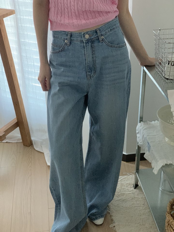 I'm here - Korean Women Fashion - #momslook - Hooded Pocket Wide Denim Pants - 8