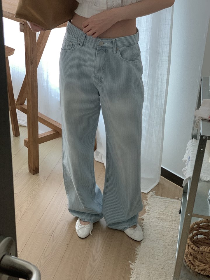 I'm here - Korean Women Fashion - #restrostyle - Stripe Wide Pants - 11
