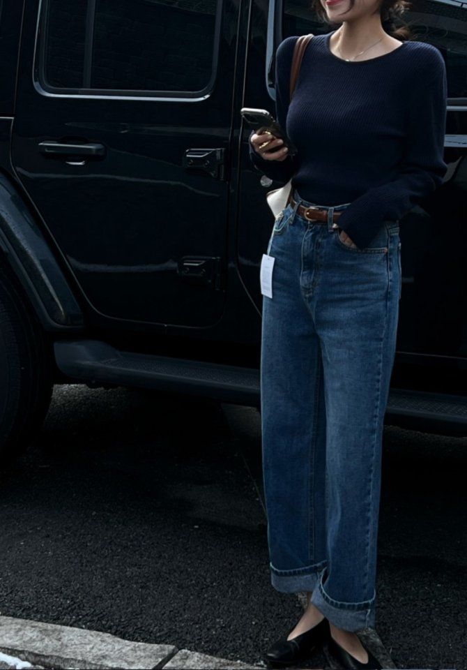 I'm here - Korean Women Fashion - #restrostyle - Gold Brushed Denim Pants - 5