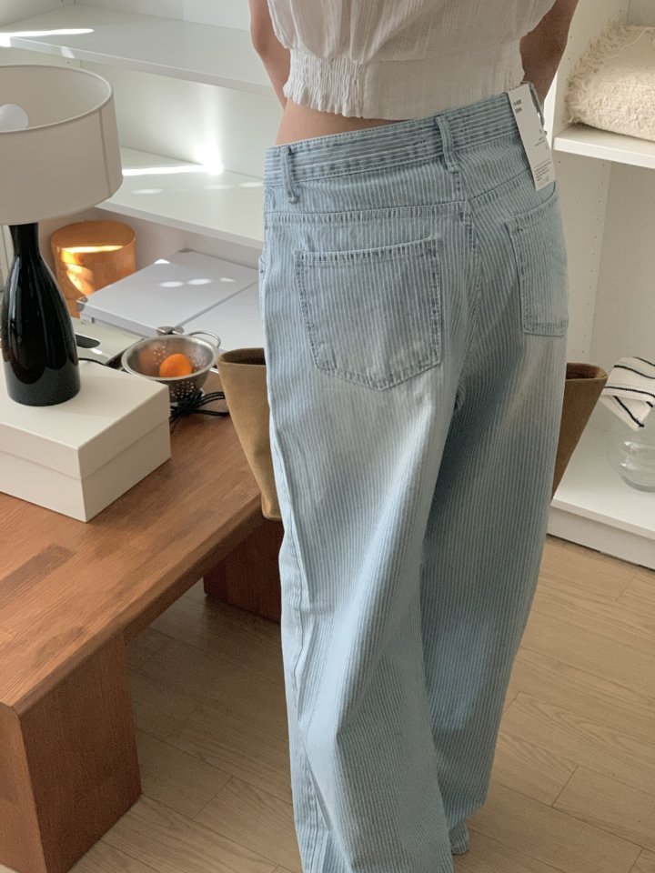 I'm here - Korean Women Fashion - #romanticstyle - Stripe Wide Pants - 12