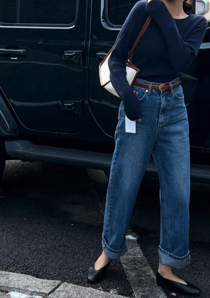 I'm here - Korean Women Fashion - #romanticstyle - Gold Brushed Denim Pants - 6