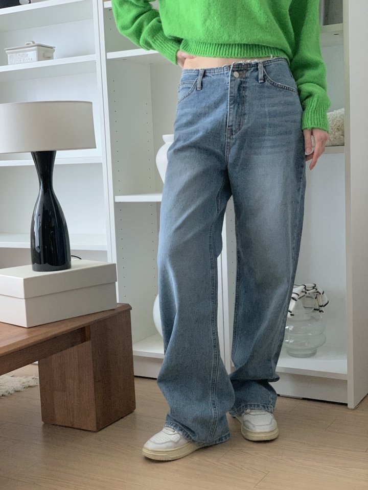 I'm here - Korean Women Fashion - #romanticstyle - No-OB Wide Denim Pants - 3