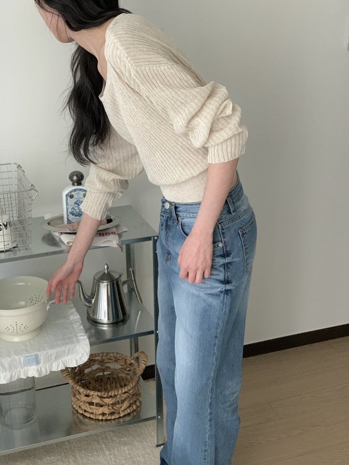 I'm here - Korean Women Fashion - #shopsmall - Embossed Washed Denim Pants - 12