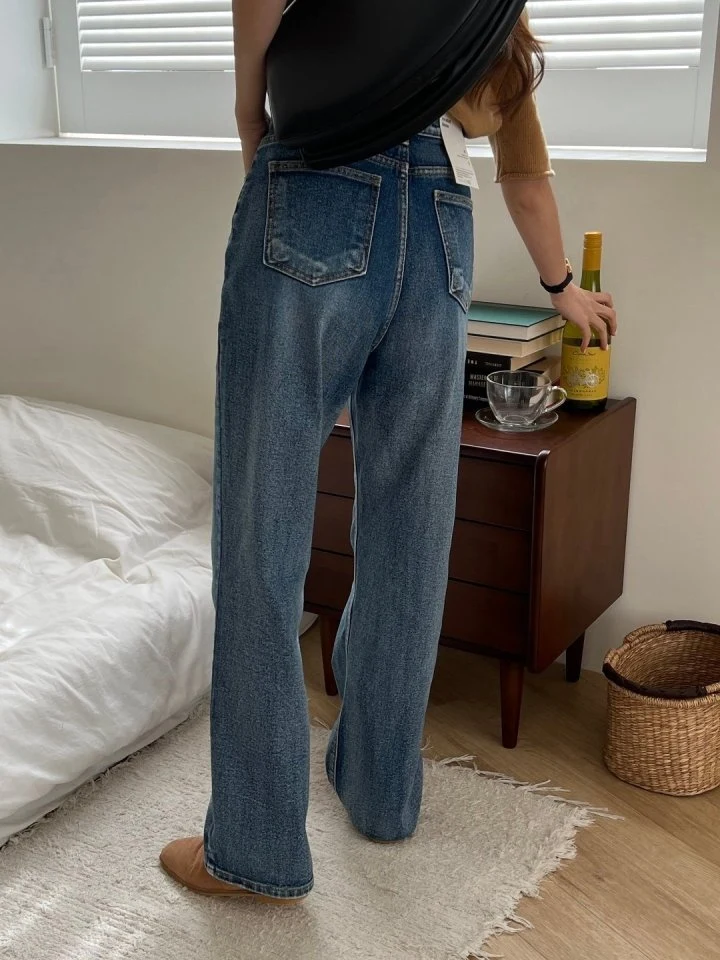 I'm here - Korean Women Fashion - #shopsmall - All-Brushed Denim Pants - 10