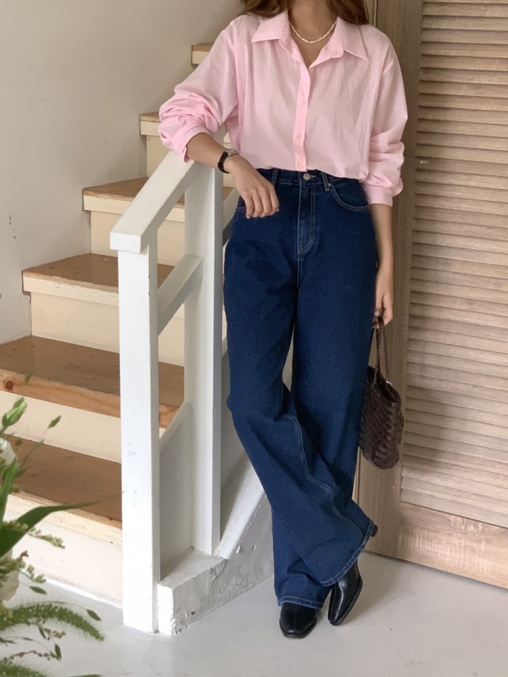 I'm here - Korean Women Fashion - #shopsmall - Deep Blue Semi-Straight Denim Pants - 9