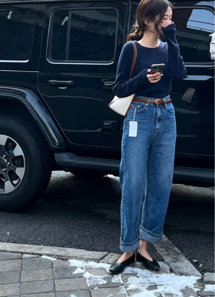 I'm here - Korean Women Fashion - #shopsmall - Gold Brushed Denim Pants - 7