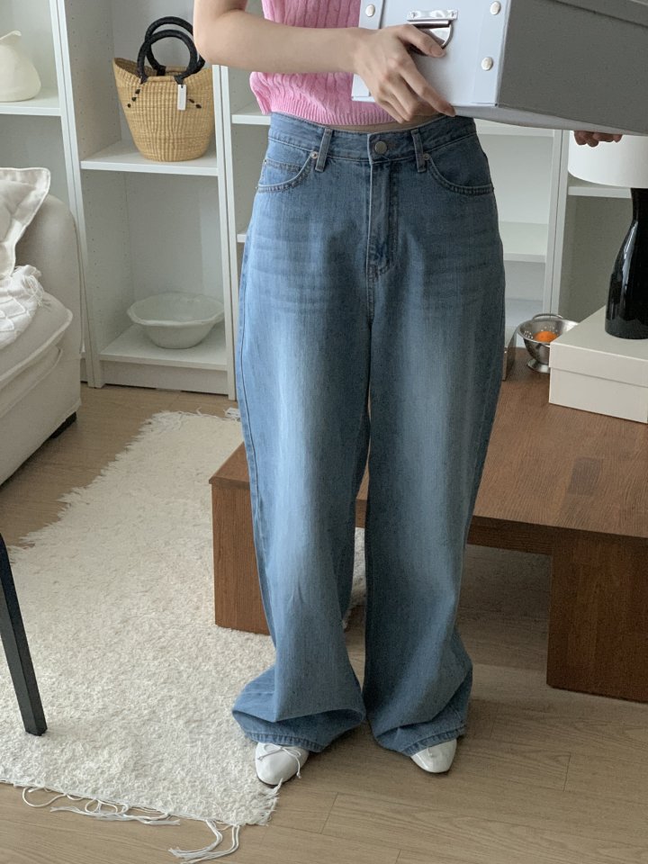 I'm here - Korean Women Fashion - #shopsmall - Hooded Pocket Wide Denim Pants - 5