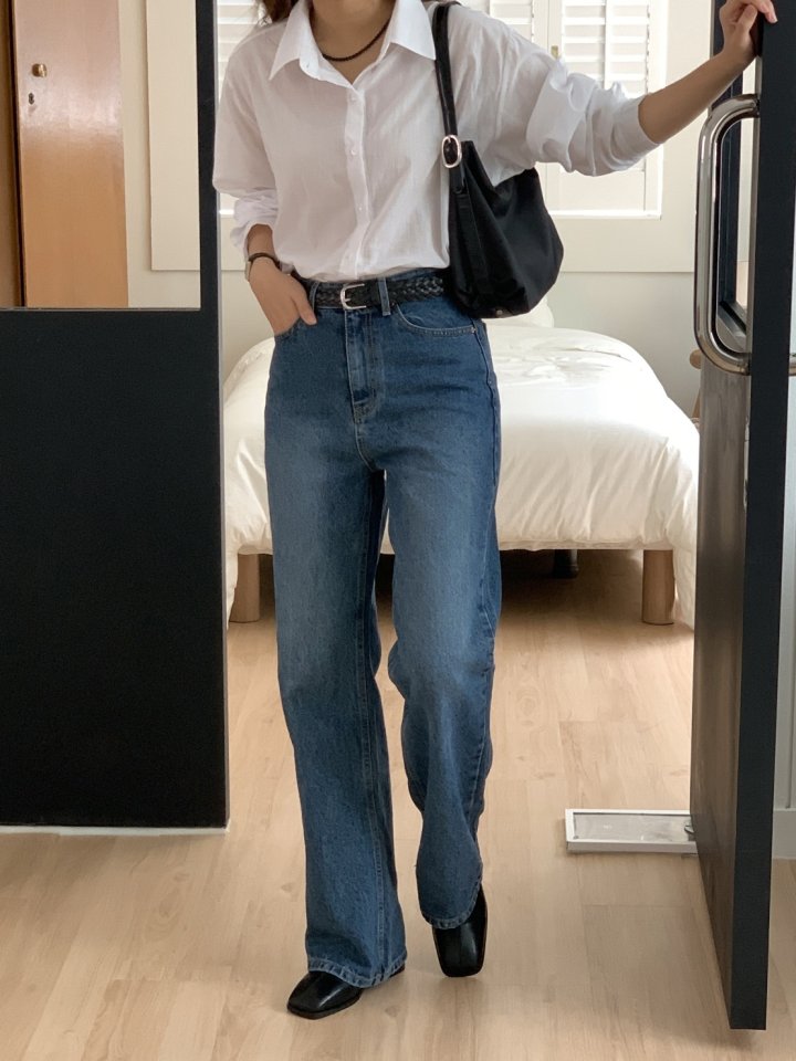 I'm here - Korean Women Fashion - #thatsdarling - Brushed Bootcut Denim Pants - 12