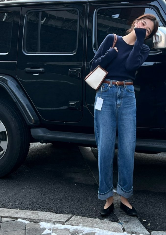 I'm here - Korean Women Fashion - #thatsdarling - Gold Brushed Denim Pants - 8