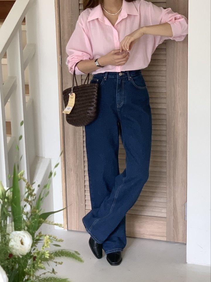 I'm here - Korean Women Fashion - #thelittlethings - Deep Blue Semi-Straight Denim Pants - 11