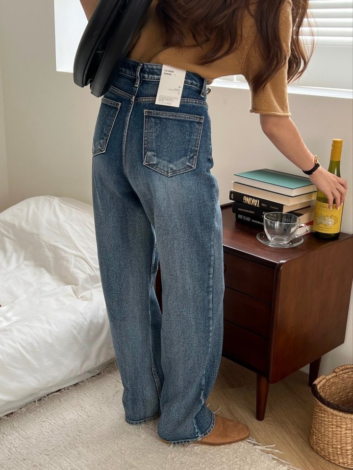 I'm here - Korean Women Fashion - #vintageinspired - All-Brushed Denim Pants - 5