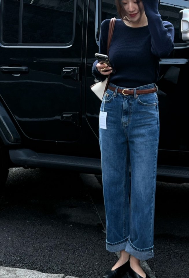I'm here - Korean Women Fashion - #vintagekidsstyle - Gold Brushed Denim Pants - 3