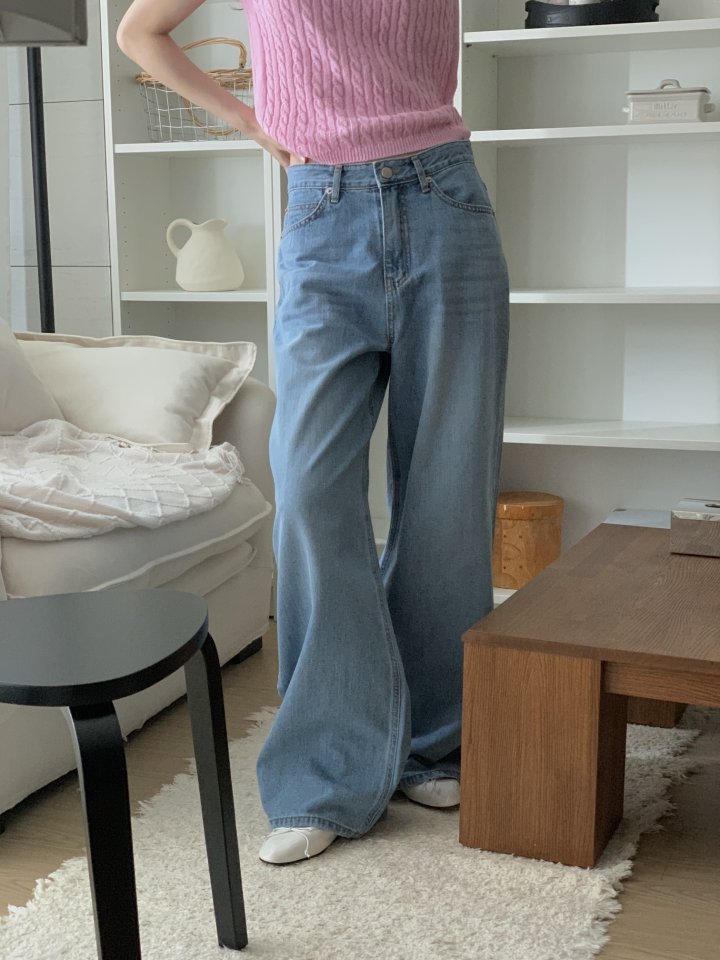 I'm here - Korean Women Fashion - #vintagekidsstyle - Hooded Pocket Wide Denim Pants
