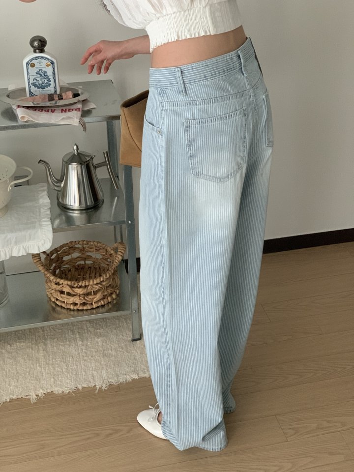 I'm here - Korean Women Fashion - #womensfashion - Stripe Wide Pants - 7