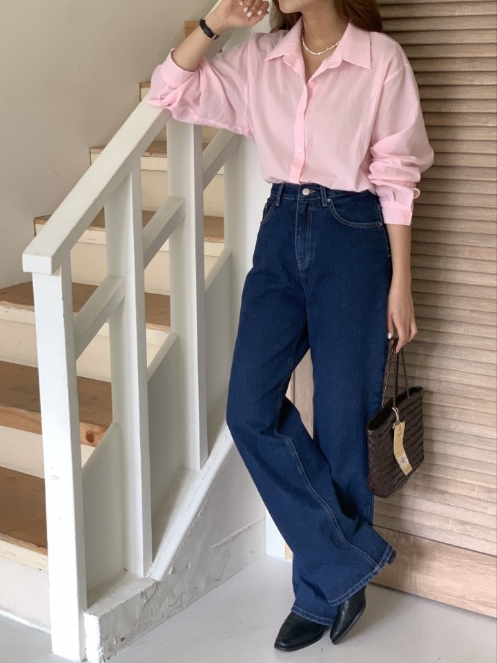 I'm here - Korean Women Fashion - #womensfashion - Deep Blue Semi-Straight Denim Pants - 3