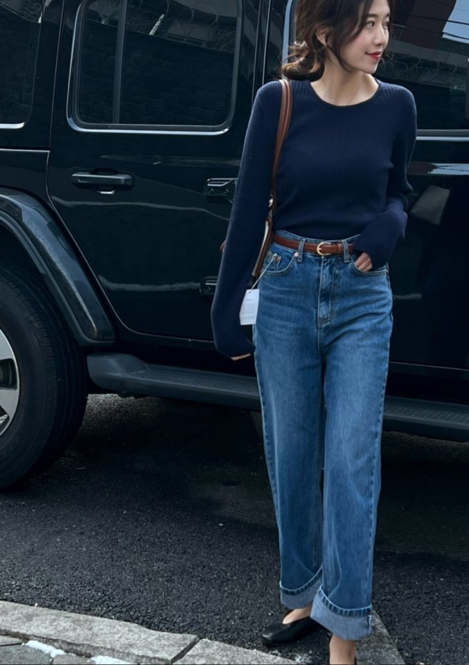 I'm here - Korean Women Fashion - #womensfashion - Gold Brushed Denim Pants