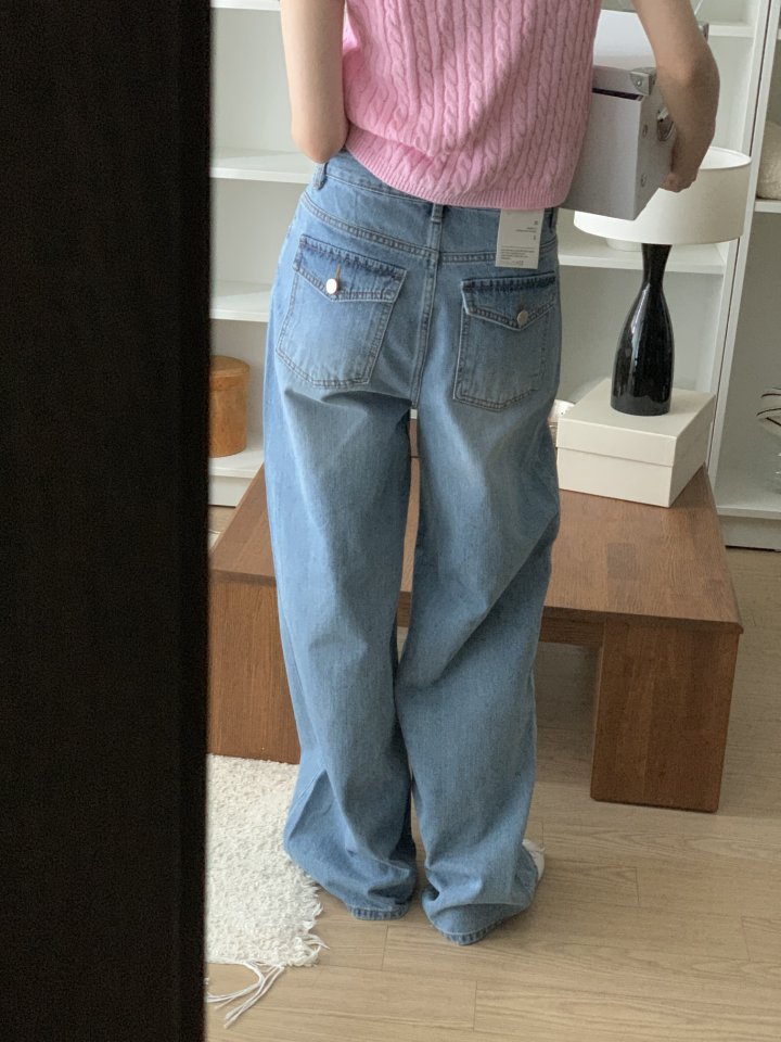 I'm here - Korean Women Fashion - #womensfashion - Hooded Pocket Wide Denim Pants - 11