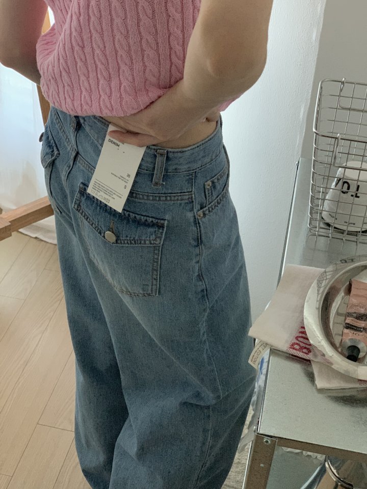 I'm here - Korean Women Fashion - #womensfashion - Hooded Pocket Wide Denim Pants - 9