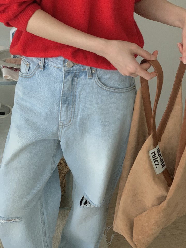 I'm here - Korean Women Fashion - #womensfashion - Vintage Light Blue Wide Denim Pants - 11