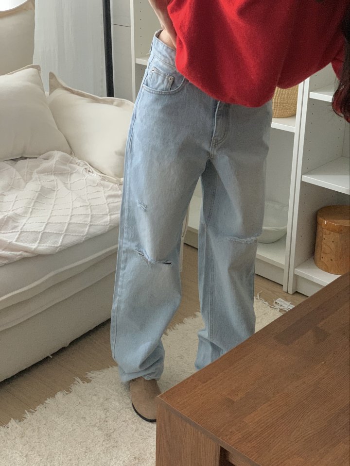 I'm here - Korean Women Fashion - #womensfashion - Vintage Light Blue Wide Denim Pants - 9