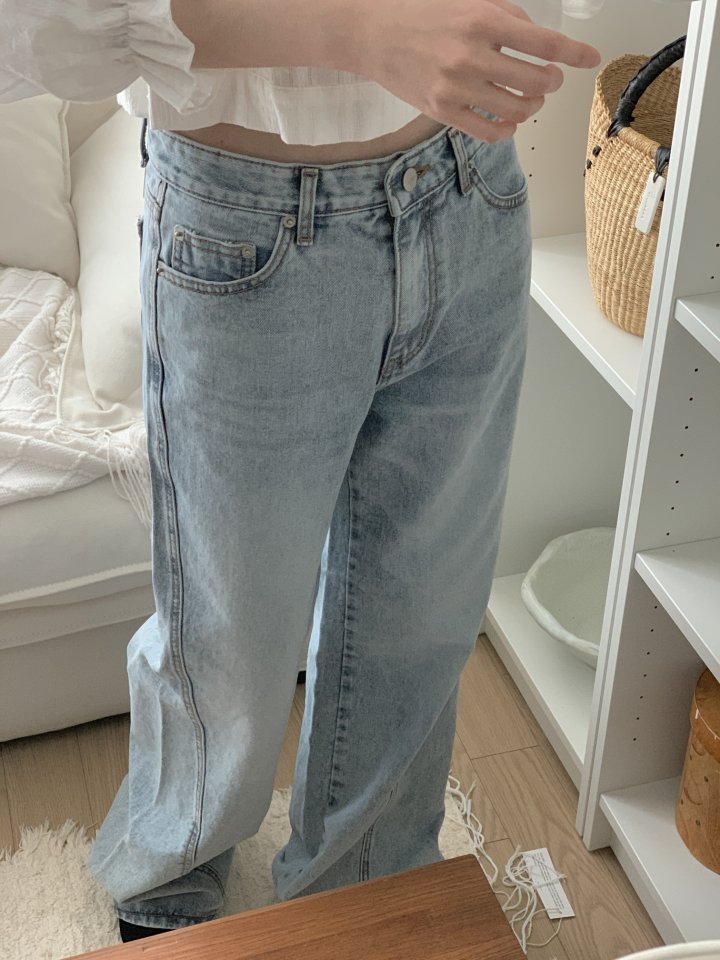 I'm here - Korean Women Fashion - #womensfashion - Side Stitch Wide Denim Pants - 10