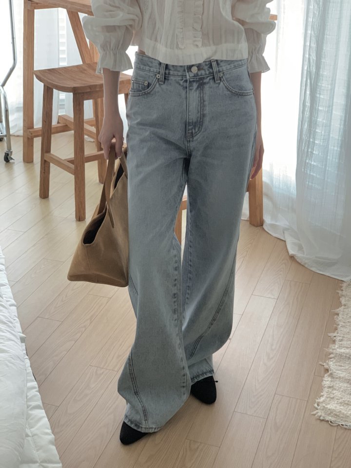 I'm here - Korean Women Fashion - #womensfashion - Side Stitch Wide Denim Pants - 6