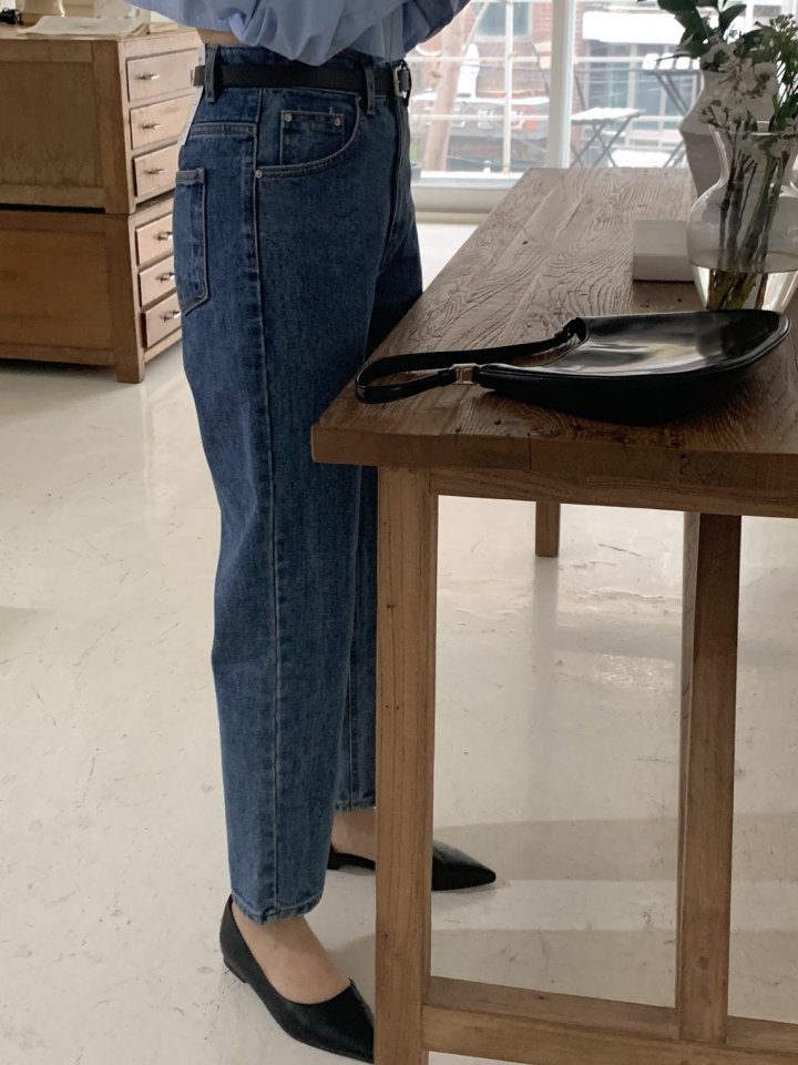I'm here - Korean Women Fashion - #womensfashion - Blue Crop Basic Denim Pants - 7