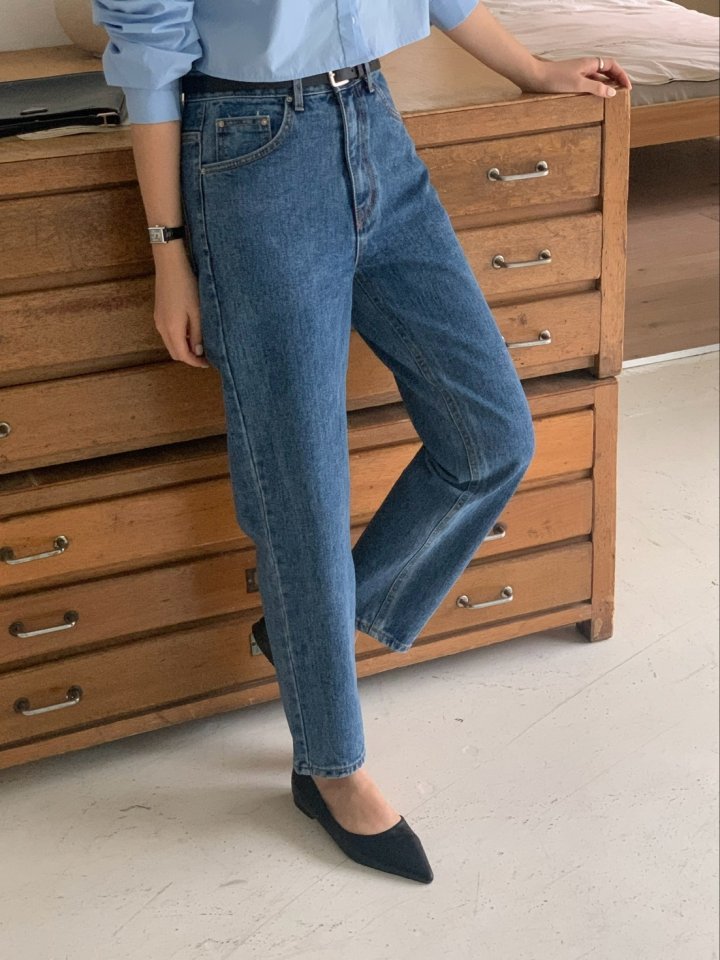 I'm here - Korean Women Fashion - #womensfashion - Blue Crop Basic Denim Pants - 9