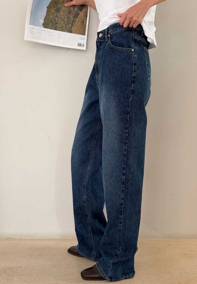 I'm here - Korean Women Fashion - #momslook - Stripe Corduroy Denim Pants - 4