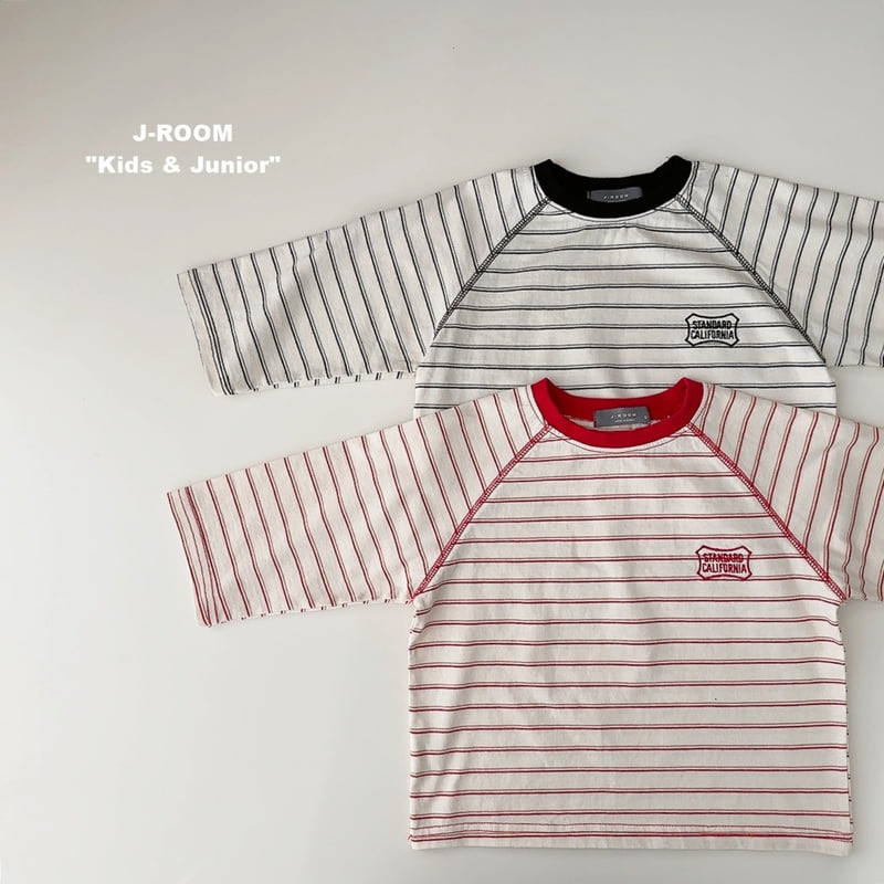J-Room - Korean Children Fashion - #Kfashion4kids - Stitch Line Stripe Tee - 6