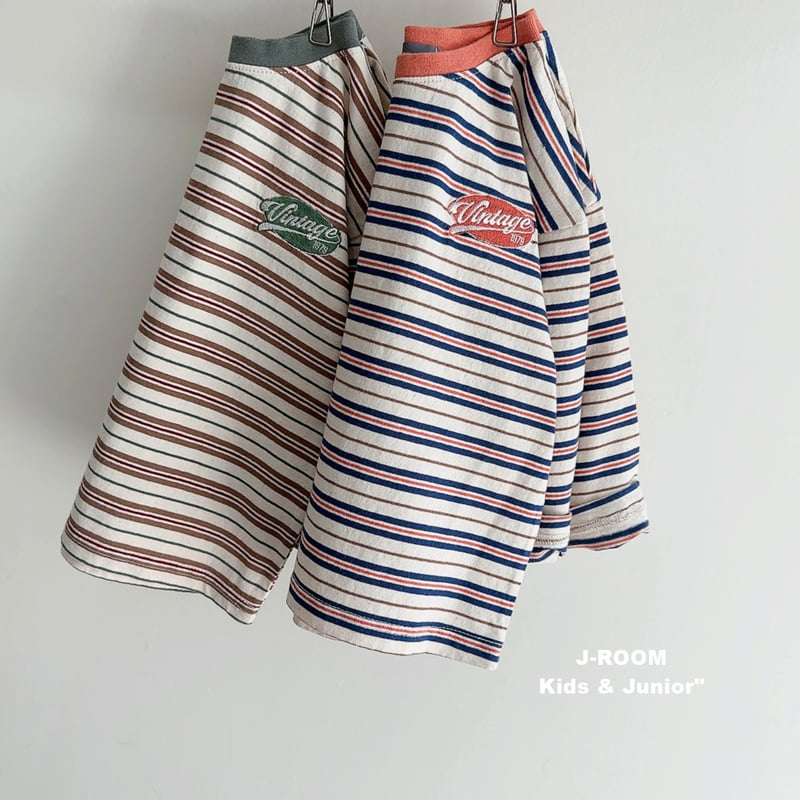 J-Room - Korean Children Fashion - #Kfashion4kids - Vintage Embroidered Stripe Tee - 3