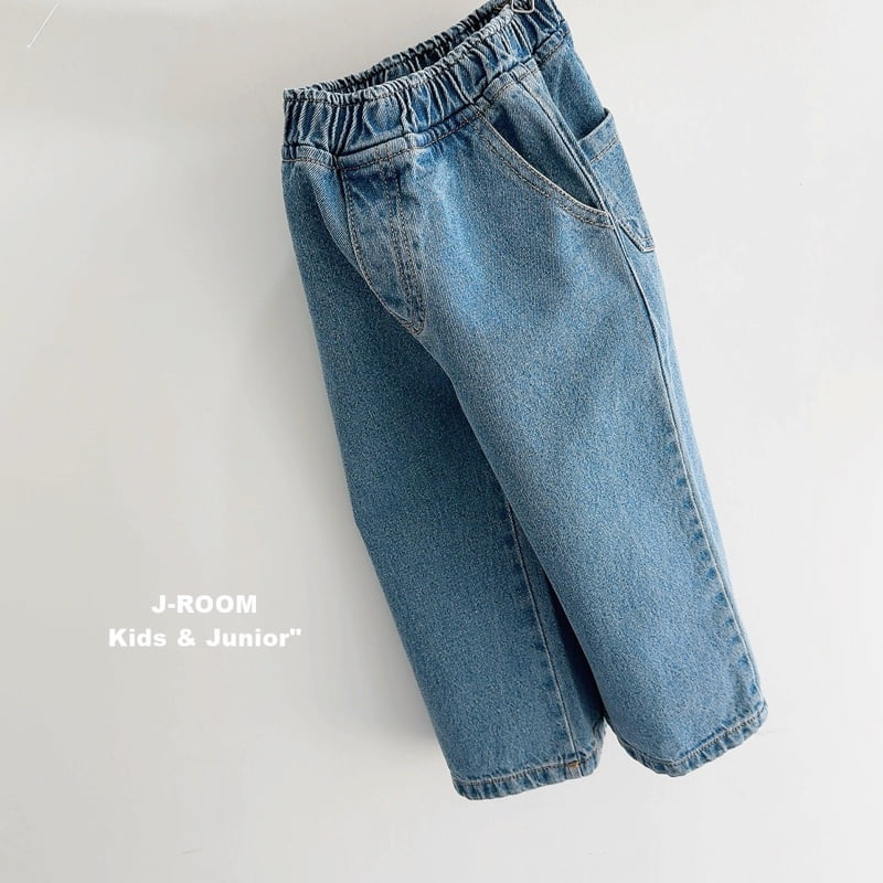 J-Room - Korean Children Fashion - #childofig - Smile Embroidered Wide Denim Pants - 3