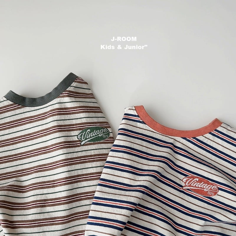 J-Room - Korean Children Fashion - #childofig - Vintage Embroidered Stripe Tee - 11