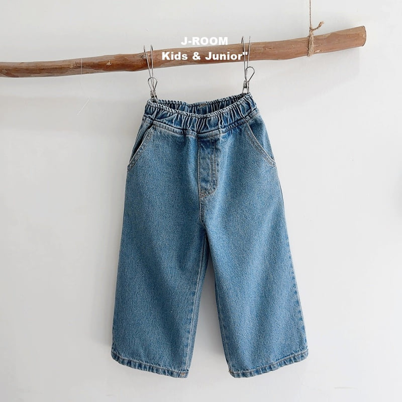 J-Room - Korean Children Fashion - #designkidswear - Smile Embroidered Wide Denim Pants - 5