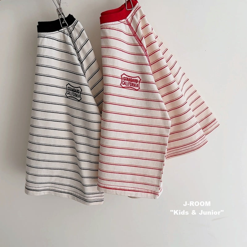 J-Room - Korean Children Fashion - #kidsshorts - Stitch Line Stripe Tee - 3