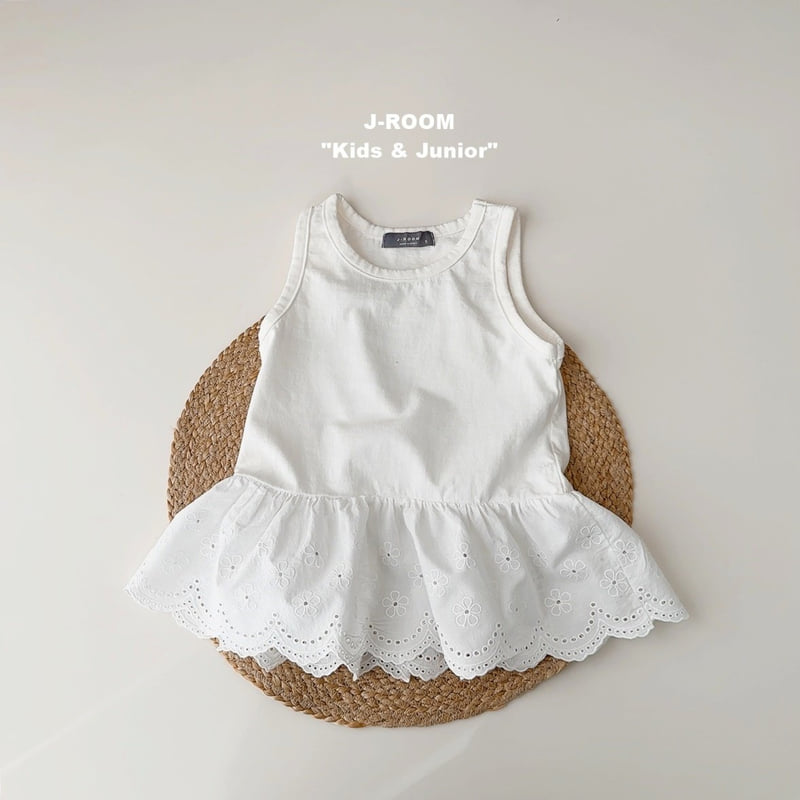 J-Room - Korean Children Fashion - #kidsshorts - Punching Lace Sleeveless Top