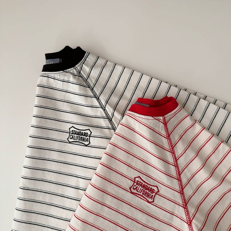J-Room - Korean Children Fashion - #kidsshorts - Stitch Line Stripe Tee - 4