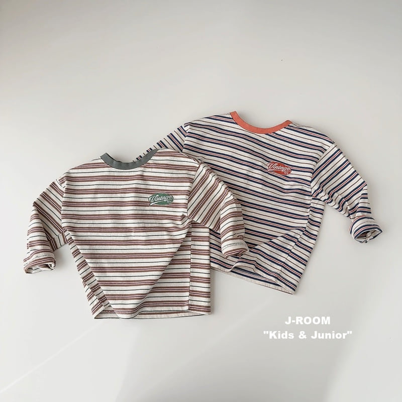 J-Room - Korean Children Fashion - #kidsstore - Vintage Embroidered Stripe Tee