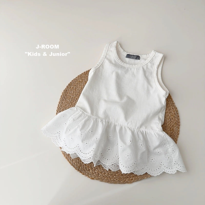 J-Room - Korean Children Fashion - #kidsstore - Punching Lace Sleeveless Top - 2